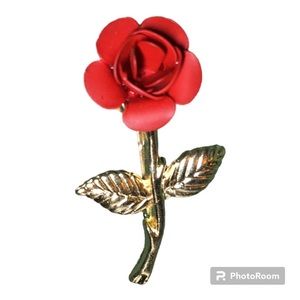 3/$15 Handmade Vintage Jewelry Red Rose Pin Brooch Never Worn